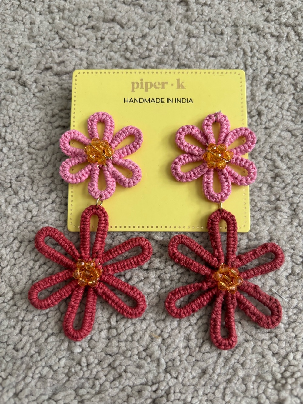 piper·k Pink and Red Floral Drop Earrings